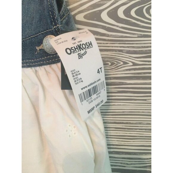 OshKosh Denim & Lace Pinafore Dress 4T - Picture 5 of 5